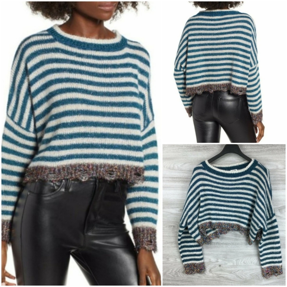 Prima Tinsel Striped  Cropped Sweater